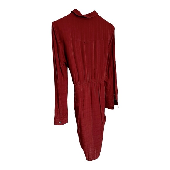 Anthropologie Maeve Bloomsbury Tie Front Shirt Dress Womens Size 4 ob465625 Rust - Picture 4 of 11